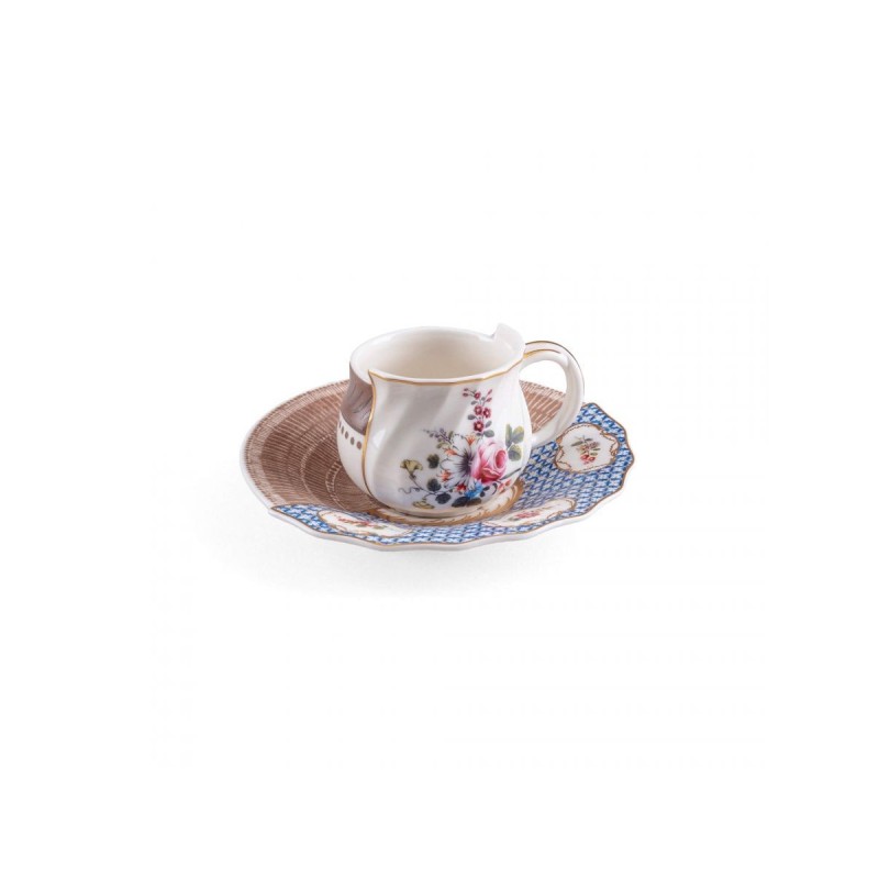 SELETTI Hybrid Tasse à café + assiette porcelaine  - Djenne