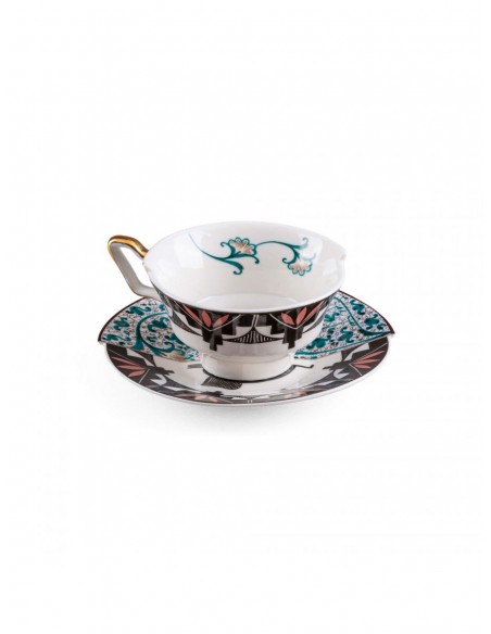 SELETTI Hybrid Porcelain tea cup + plate  - Aspero