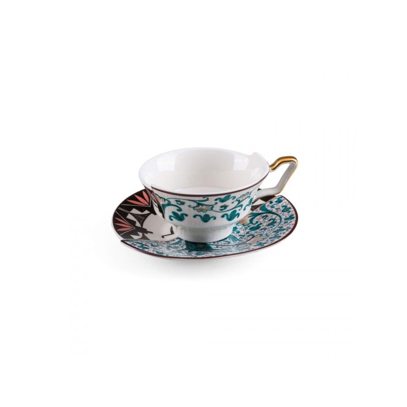 SELETTI Hybrid Tasse à thé + assiette porcelaine  - Aspero