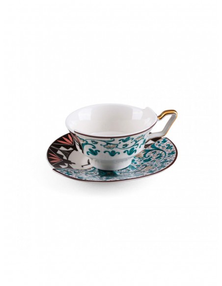 SELETTI Hybrid Porcelain tea cup + plate  - Aspero