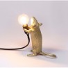 SELETTI Mouse Lamp Gold Standing/Step Black Cable
