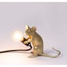 SELETTI Souris Lampe Dorée Assis/Mac Câble Noir