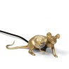 SELETTI Mouse Lamp Gold Lie Down/Lop Black Cable